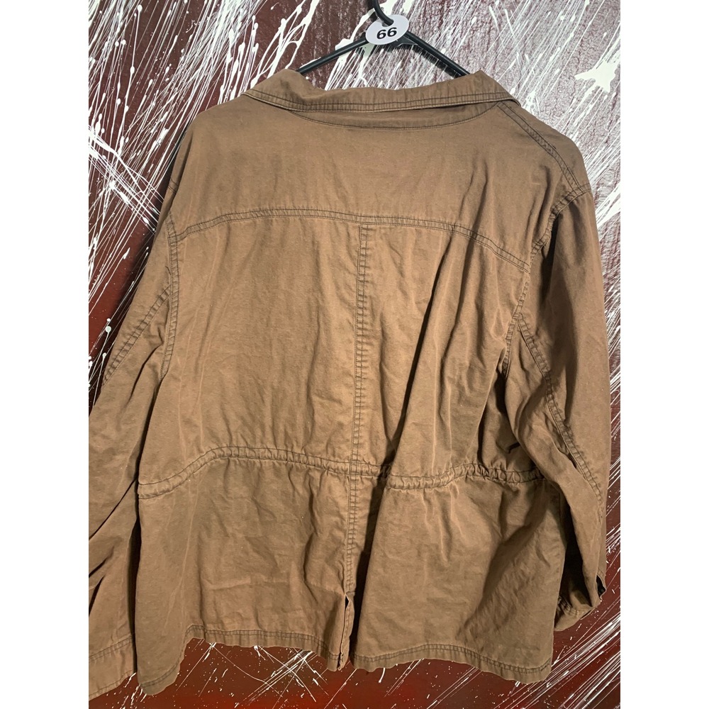 Woman Within Brown Utility Field Jacket Womens Plus 1X 22/24 Button Front Coat - Picture 5 of 6